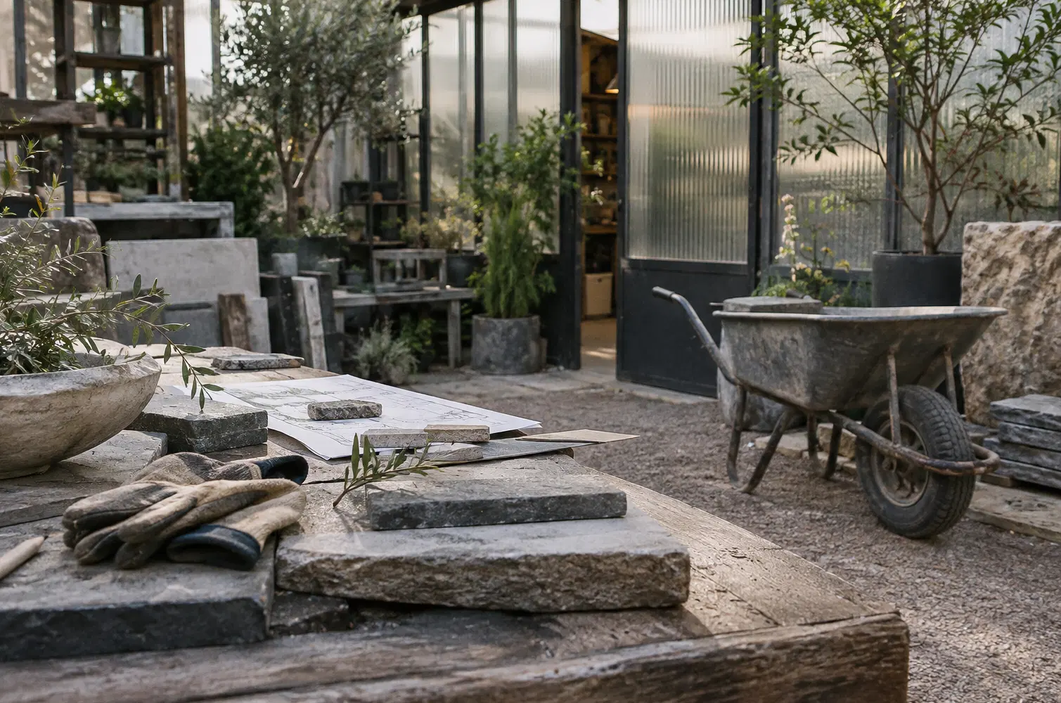 Illustration of landscaping businesses and their working space